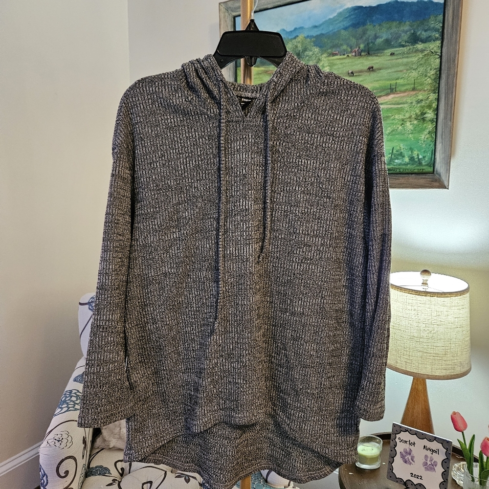 SHEIN Charcoal Knit Hoodie Sz Sm